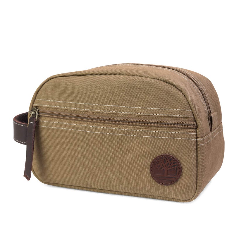 Timberland Mens Toiletry Bag Canvas Travel Kit Organizer Khaki One Size
